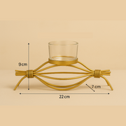 Coral Tree Golden Wire T-Light Candle Holder with Glass Cup – Elegant Home Décor for Living Room, Puja & Festive Decoration