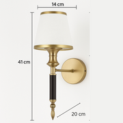 Luxury Brass & White Wall Sconce Light with Fabric Shade – Elegant Decorative Wall Lamp for Living Room, Bedroom & Hallway