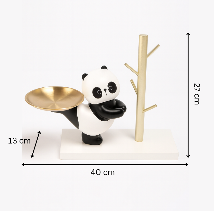 Panda Resin Key Holder with Golden Tray