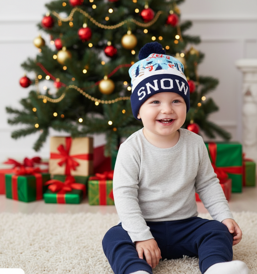 LED Snow Knit Winter Cap with 6-Light Animation