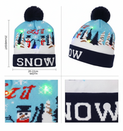 LED Snow Knit Winter Cap with 6-Light Animation