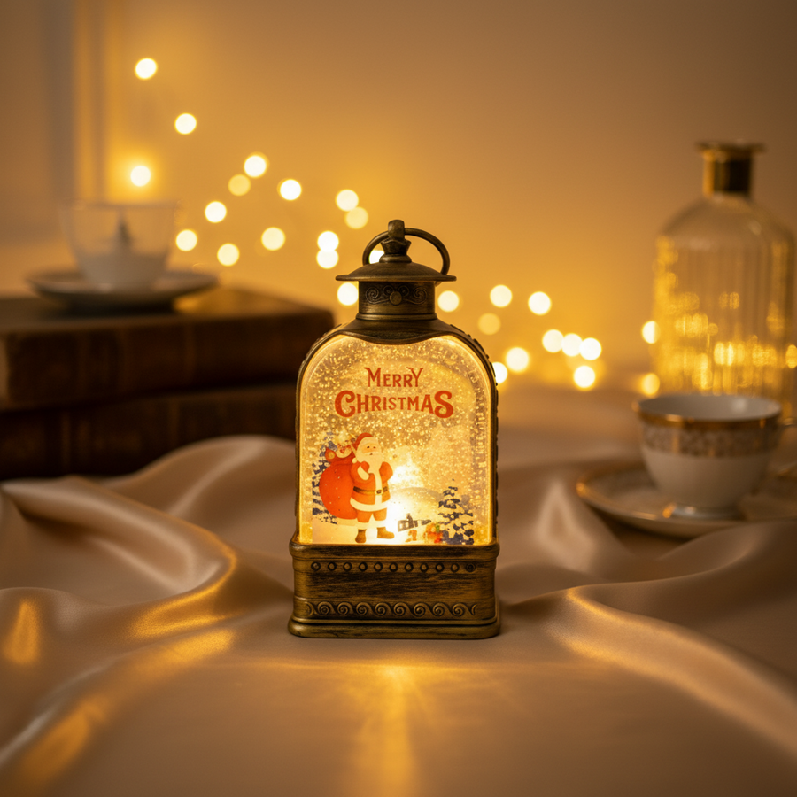 Christmas LED Hanging Snow Lantern – Antique Finish (17 cm)