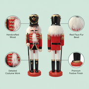Coral Tree 12inch Royal Guardsman Nutcracker – Wooden Red & Gold Christmas Figurine