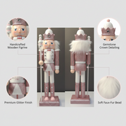 Coral Tree 12inch Pink Glitter King Nutcracker – Wooden Christmas Figurine