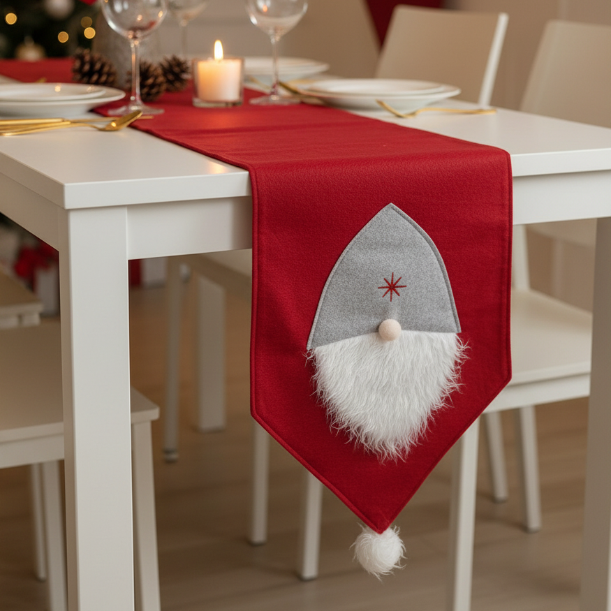 Coral Tree Santa Table Runner – 170 cm Red Christmas Decor