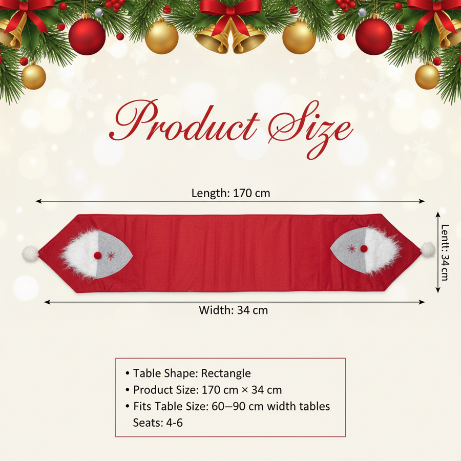 Coral Tree Santa Table Runner – 170 cm Red Christmas Decor