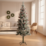 Artificial Christmas Tree with Snow-Frosted Branches & Red Berries – Indoor Festive Decoration