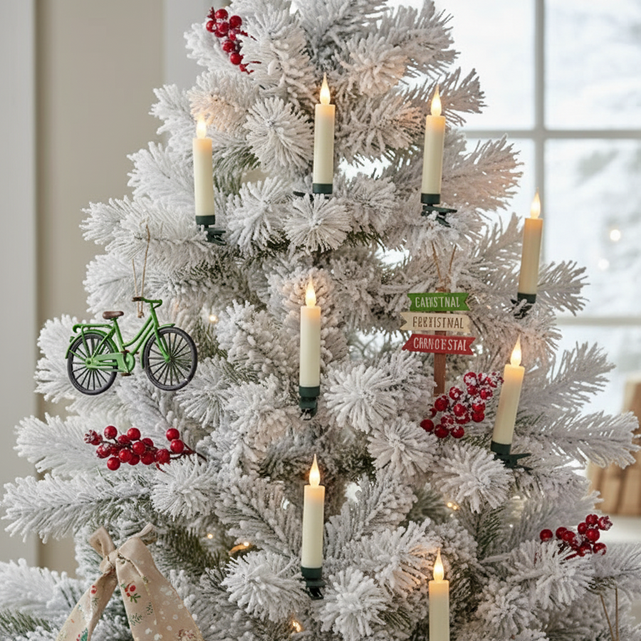 LED Clip-On Christmas Tree Candle Set – 12 Flameless Candles with Remote & Timer