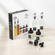 Glass Oil & Seasoning Dispenser Set with Stainless Steel Spout | Kitchen Storage Bottles & Spice Jars