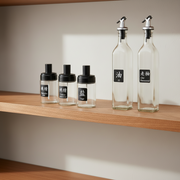 Glass Oil & Seasoning Dispenser Set with Stainless Steel Spout | Kitchen Storage Bottles & Spice Jars