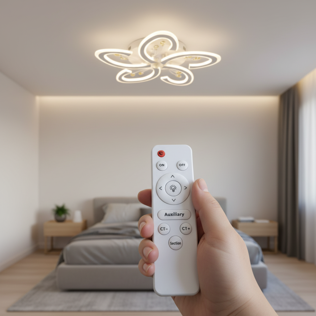 Luxury Petal LED Ceiling Light with Remote | Dimmable Modern Flush Mount | 68 cm