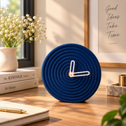 Coral Tree Modern Round Table Clock, 12 cm Decorative Textured Desk Clock with Minimalist Hands & Stable Stand, Battery Operated Small Clock for Bedroom, Living Room, Study, Office & Gifting
