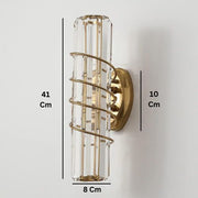 Light Led Curl Metal Glass Long Slim Crystal Gold Metal Wall Light