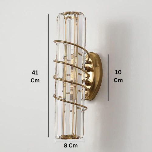 Light Led Curl Metal Glass Long Slim Crystal Gold Metal Wall Light
