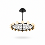 Modern Gold with Black metal 16 Led Chandelier- Round