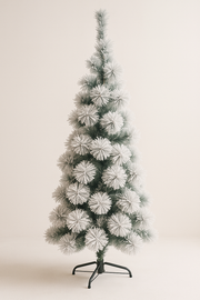 CORAL TREE 6 Ft Snow Flocked Christmas Tree | Dense Pine Branches | Heavy Snow Finish | Metal Stand