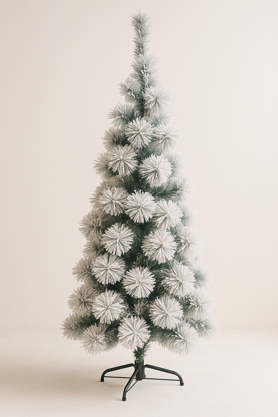 CORAL TREE 6 Ft Snow Flocked Christmas Tree | Dense Pine Branches | Heavy Snow Finish | Metal Stand