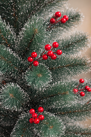 Artificial Christmas Tree with Snow-Frosted Branches & Red Berries – Indoor Festive Decoration