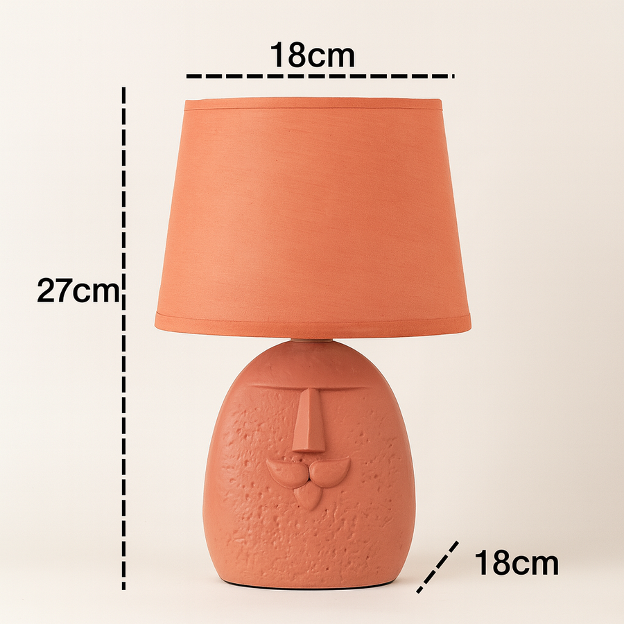 Terracotta moustache table lamp with lamp shade