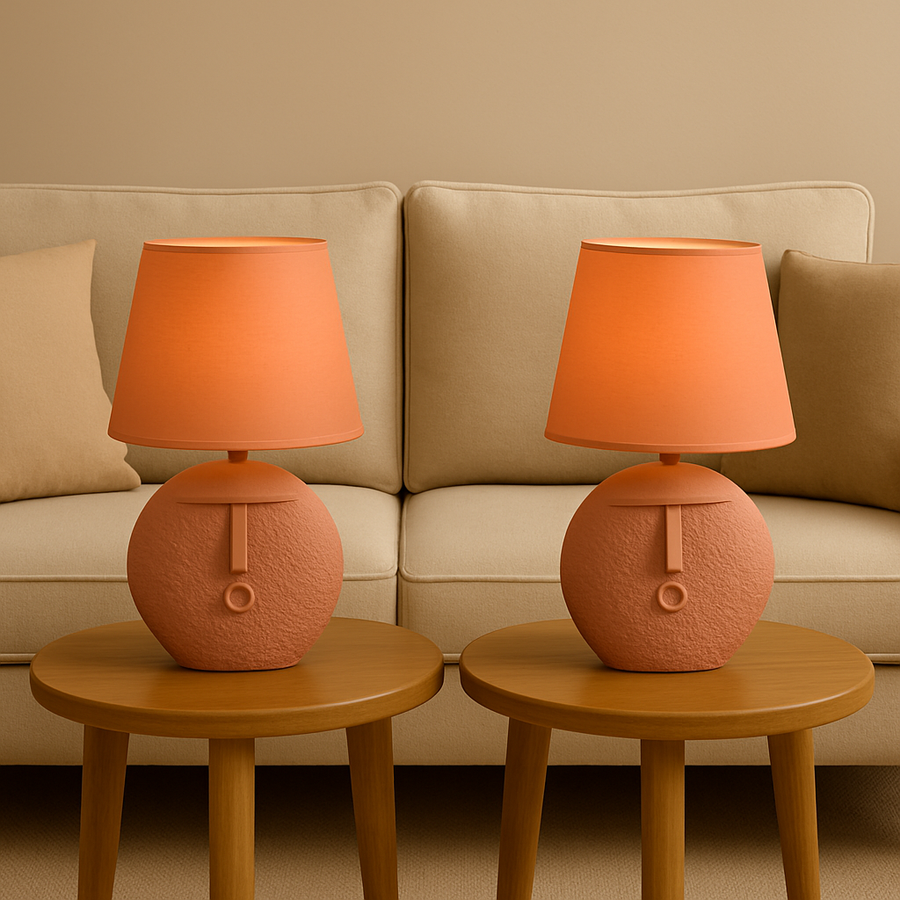Terracotta Table lamp with lamp shade