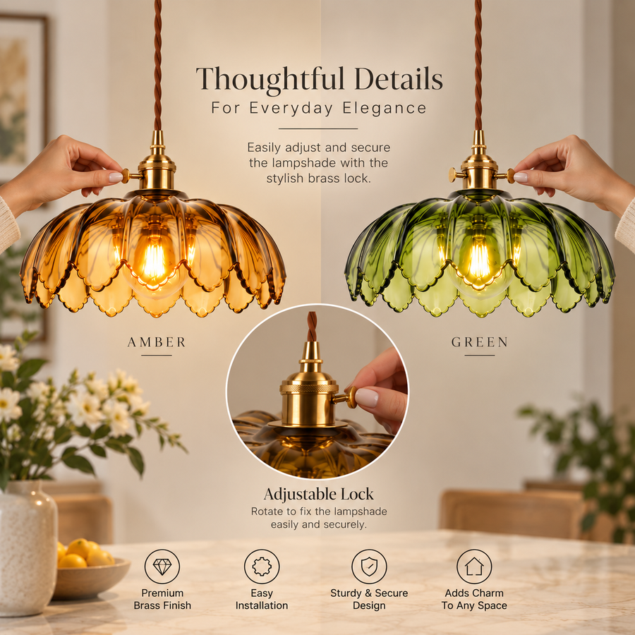 Vintage Green Glass Pendant Light with Wooden Holder & E-27 Bulb Socket | Adjustable Hanging Ceiling Light for Dining Room, Kitchen & Café
