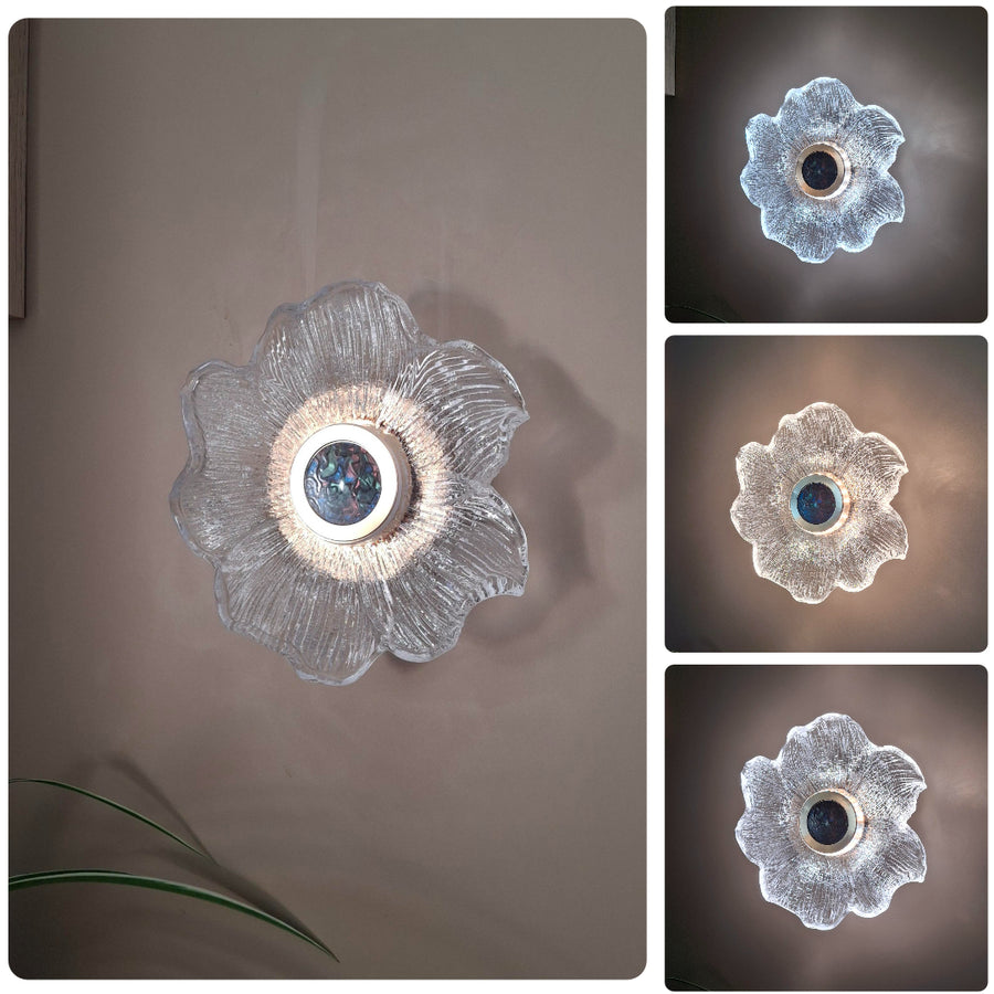 Crystal Gold LED  Flower Glass Style Wall Light