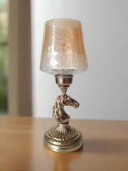 Luxury Horse Head Decorative Candle Holder with Crackle Glass Shade