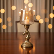 Luxury Horse Head Decorative Candle Holder with Crackle Glass Shade