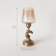 Luxury Horse Head Decorative Candle Holder with Crackle Glass Shade
