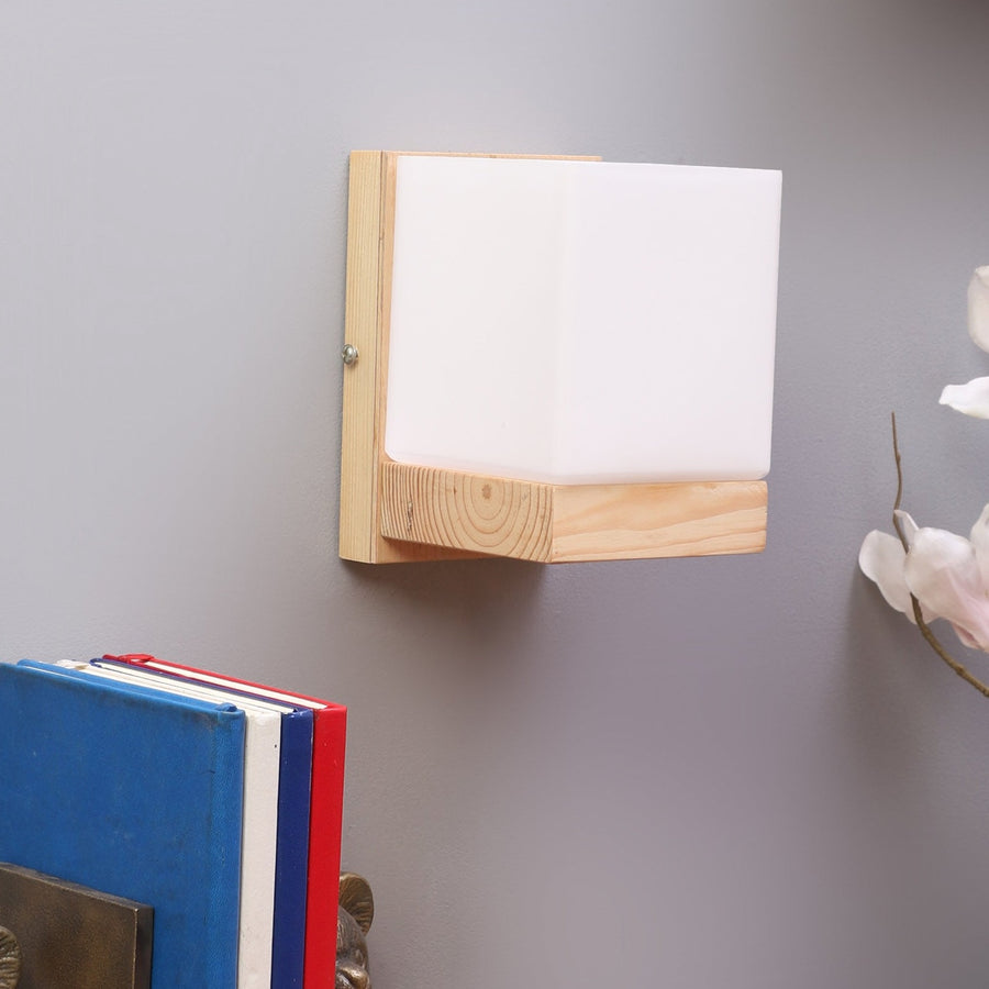 Contemporary Glass Metal Wood Wall Light