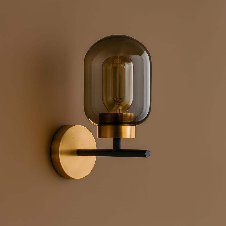The Glass Wall Light Amber Glass shade