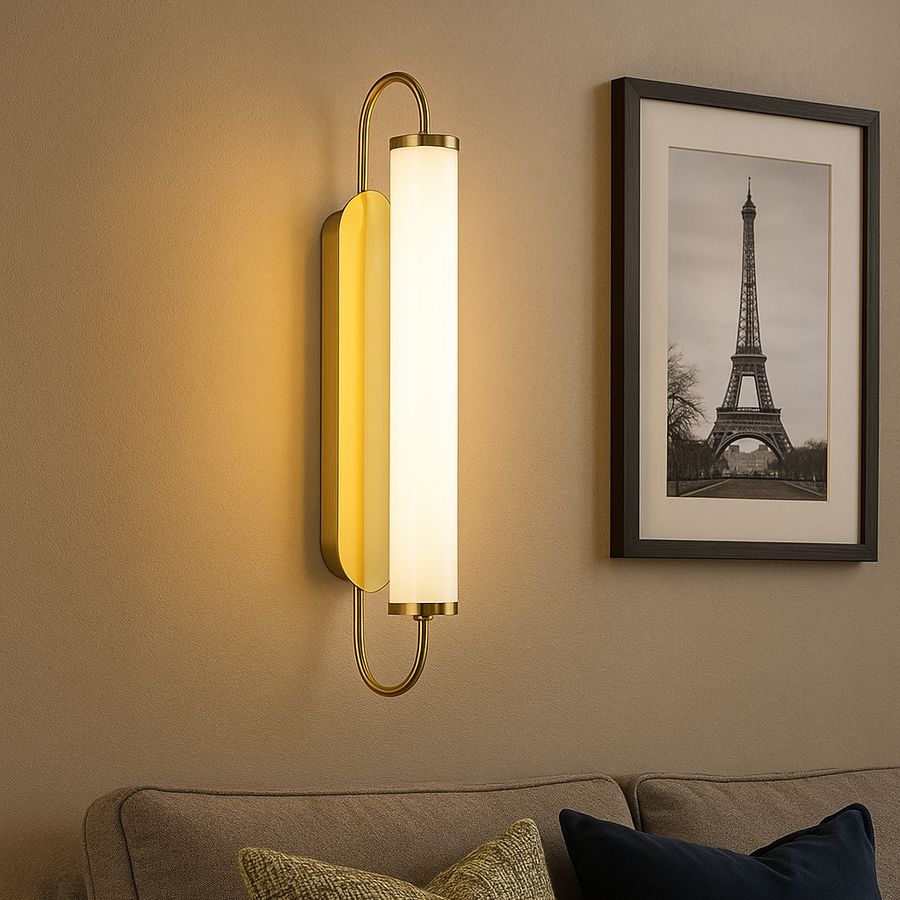 Modern Vertical Brass Wall Sconce Light