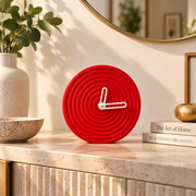 Coral Tree Modern Round Table Clock, 12 cm Decorative Textured Desk Clock with Minimalist Hands & Stable Stand, Battery Operated Small Clock for Bedroom, Living Room, Study, Office & Gifting
