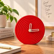 Coral Tree Modern Round Table Clock, 12 cm Decorative Textured Desk Clock with Minimalist Hands & Stable Stand, Battery Operated Small Clock for Bedroom, Living Room, Study, Office & Gifting
