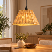 Coral Tree Natural Woven Rattan Hanging Pendant Light – Beige Boho Basket Shade | E14 Holder