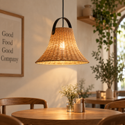 Natural Woven Rattan Pendant Light – Adjustable Hanging Ceiling Lamp (42 cm)