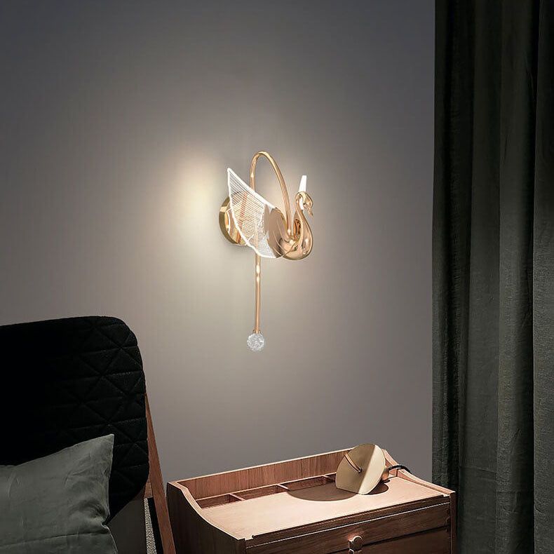 Swan Rose Gold Design Indoor Wall Lights