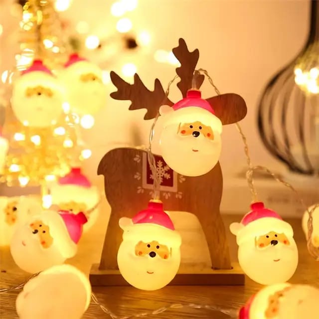 Santa face Christmas String decorative light - 10 hangings – Coral