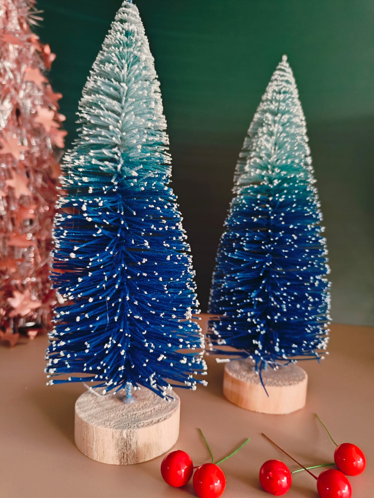 Blue sparkling christmas Table  tree (set of 2)