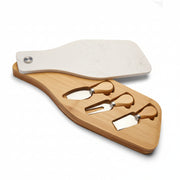 Bamboo Cheese Board Set with Marble Plate & Knives Style 1