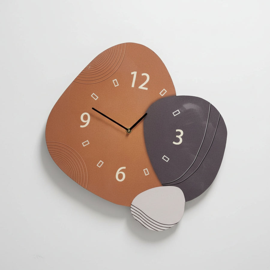 Abstract Modern Designer Wall Clock | Artistic Dual-Tone Wall Décor Clock | 42 × 40 cm