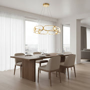 Modern Gold LED Ring Chandelier | Adjustable 80 cm Hanging Ceiling Light with Crystal Accents