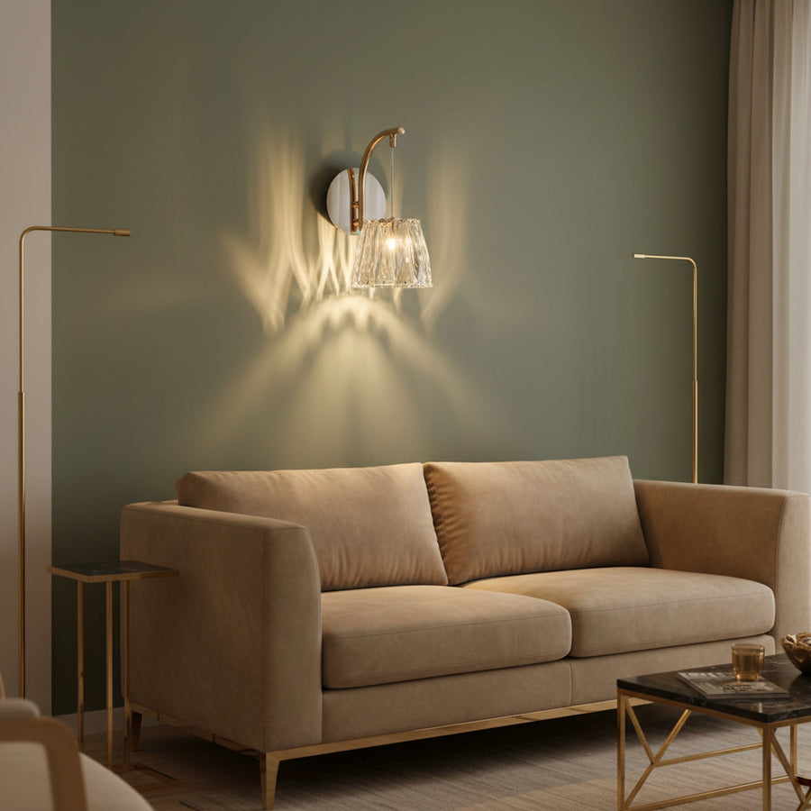 Crystal Glass LED Wall Light with In-Built LED | Warm White Wall Sconce for Living Room & Bedroom