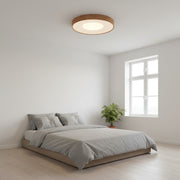 38cm Wooden LED Ceiling Light | 3 Color Changing Flush Mount | Modern Round Surface Light