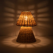 Handcrafted Rattan Wicker Table Lamp with Warm LED Glow | Natural Cane Finish | Decorative Accent Light