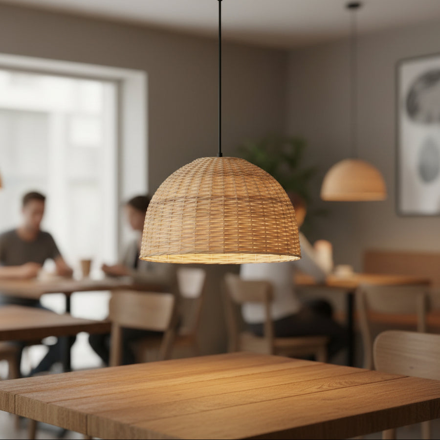 Premium Handwoven Rattan Pendant Light – Adjustable Natural Hanging Ceiling Lamp (2 Size Options)