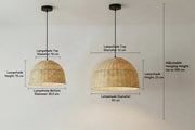 Premium Handwoven Rattan Pendant Light – Adjustable Natural Hanging Ceiling Lamp (2 Size Options)