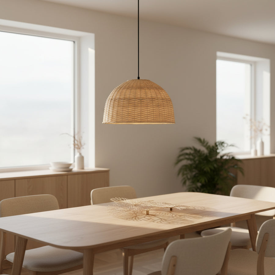 Premium Handwoven Rattan Pendant Light – Adjustable Natural Hanging Ceiling Lamp (2 Size Options)