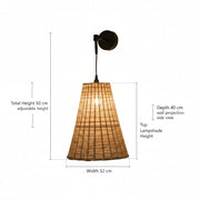 Handwoven Conical Rattan Wall Light – Adjustable Hanging Wall Lamp | Natural Beige Shade