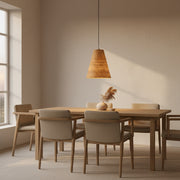 Handwoven Rattan Cone Pendant Light (2 Sizes) – Natural Woven Ceiling Lamp with Adjustable 100cm Hanging Height